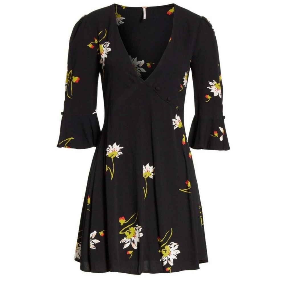 Free people black time on my side mini dress.